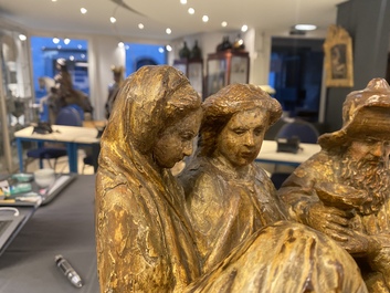 A partly gilded polychrome wooden 'Circumcision' group, Flanders, 16th C.